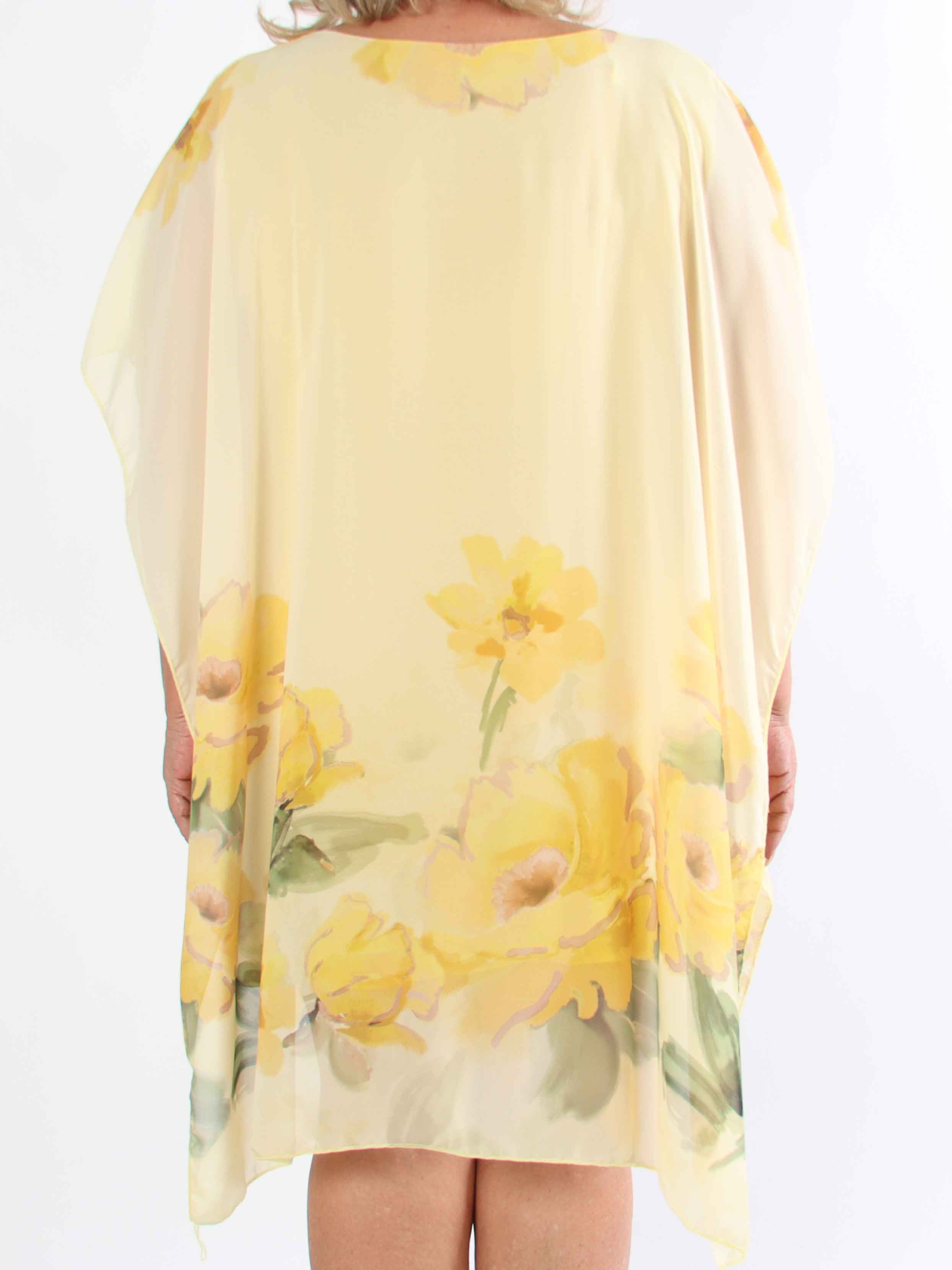 Mirabella - Tunikaklänning i plus size med chiffonglager och underkjol i viskos